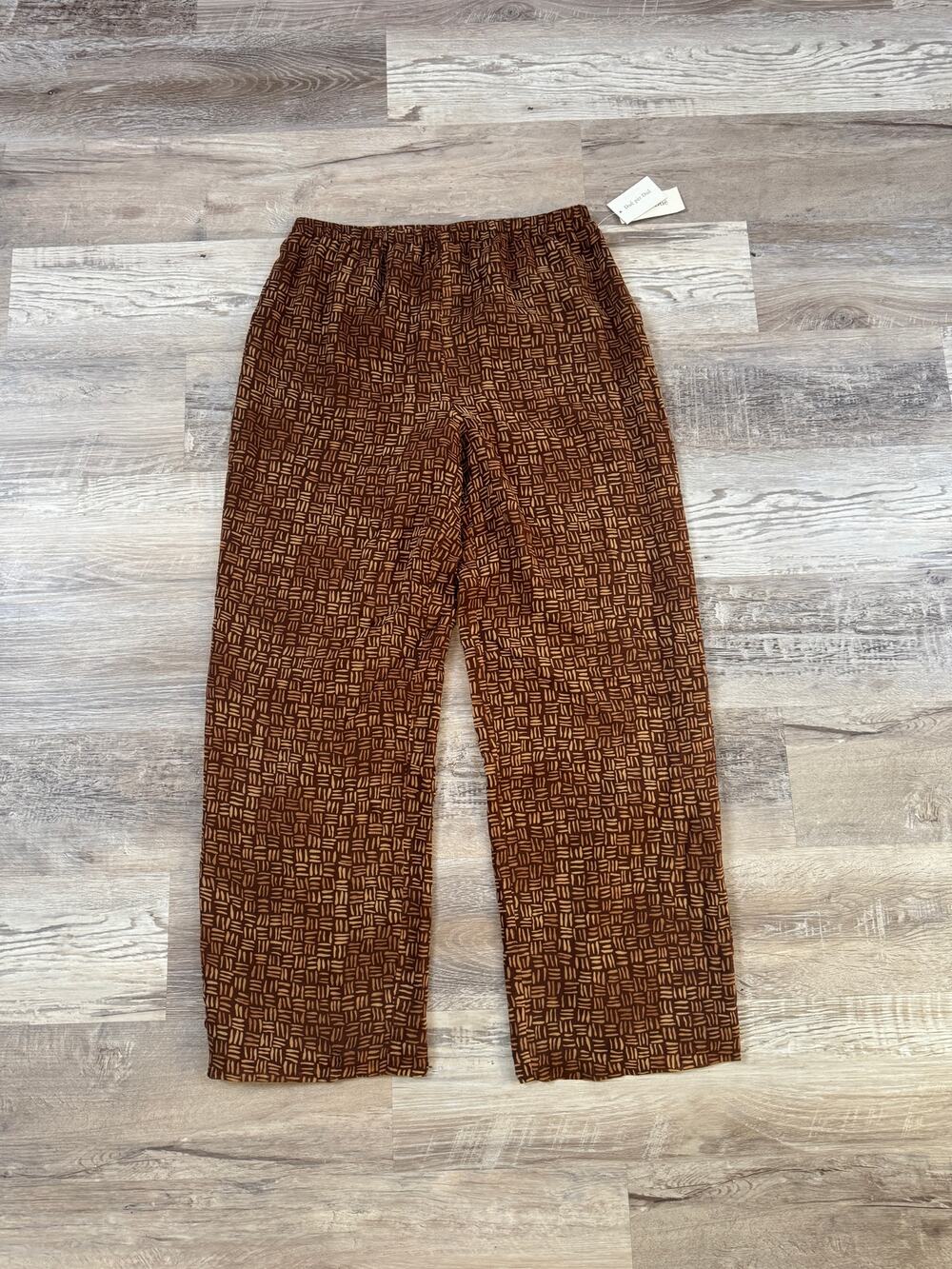 NWT Vintage Y2K Silk Abstract Print Pants Boho Art to Wear 90s Earth Tone Boho M